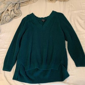 Express forest green v neck sweater